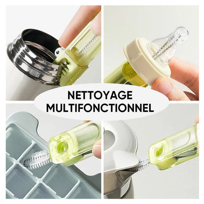 ✨Versatile 4-in-1 cleaning brush for gaps between bottles