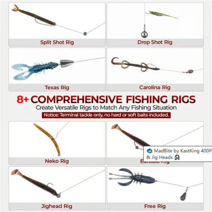 🐟264-delige visuitrusting – Professionele set voor zoetwatervissen – Inclusief waterdichte doos – Haakjes en jigkoppen van topkwaliteit 🎣