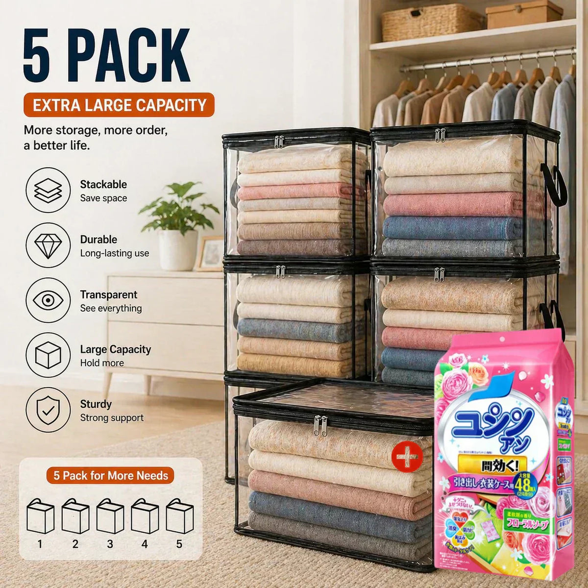 📦 KOOP 2, KRIJG 1 GRATIS – Grote Transparante Opbergtas van Dik Plastic | Extra Sterk & Ruimtebesparend ✨