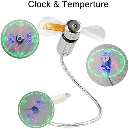 🔥Aanbieding 2026: 50% korting🔥 USB-ventilator met LED-klokverlichting
