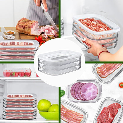 3 Layer Reusable Food Storage Containers with Lid Clear Fridge Crisper