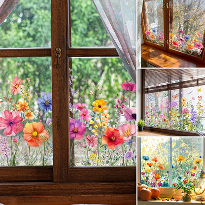 💐New Year Hot Sale 50% Off💞Colorful Floral Bouquet Window Sticker🖼️(Cut to size freely)