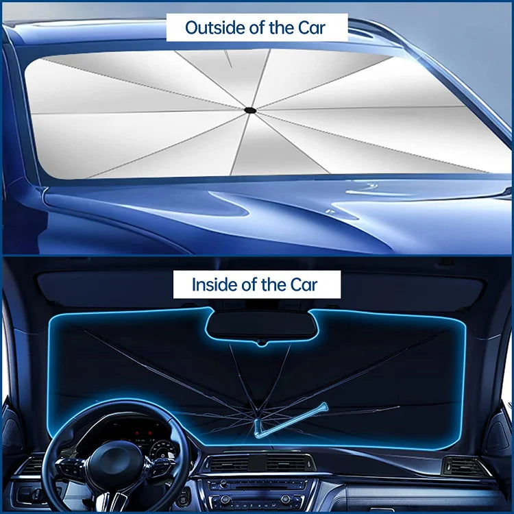 🌞 50% Korting!🔥360° Draaibare Auto Paraplu - Universeel Zonnescherm voor de Voorruit - UV-Block & Hitte-Isolatie - Krasvrij Design