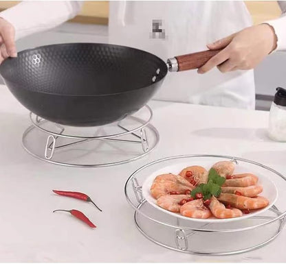 Roestvrijstalen pannenrek, rond pannenrek, metalen pannenrek, onmisbare items voor de keuken
