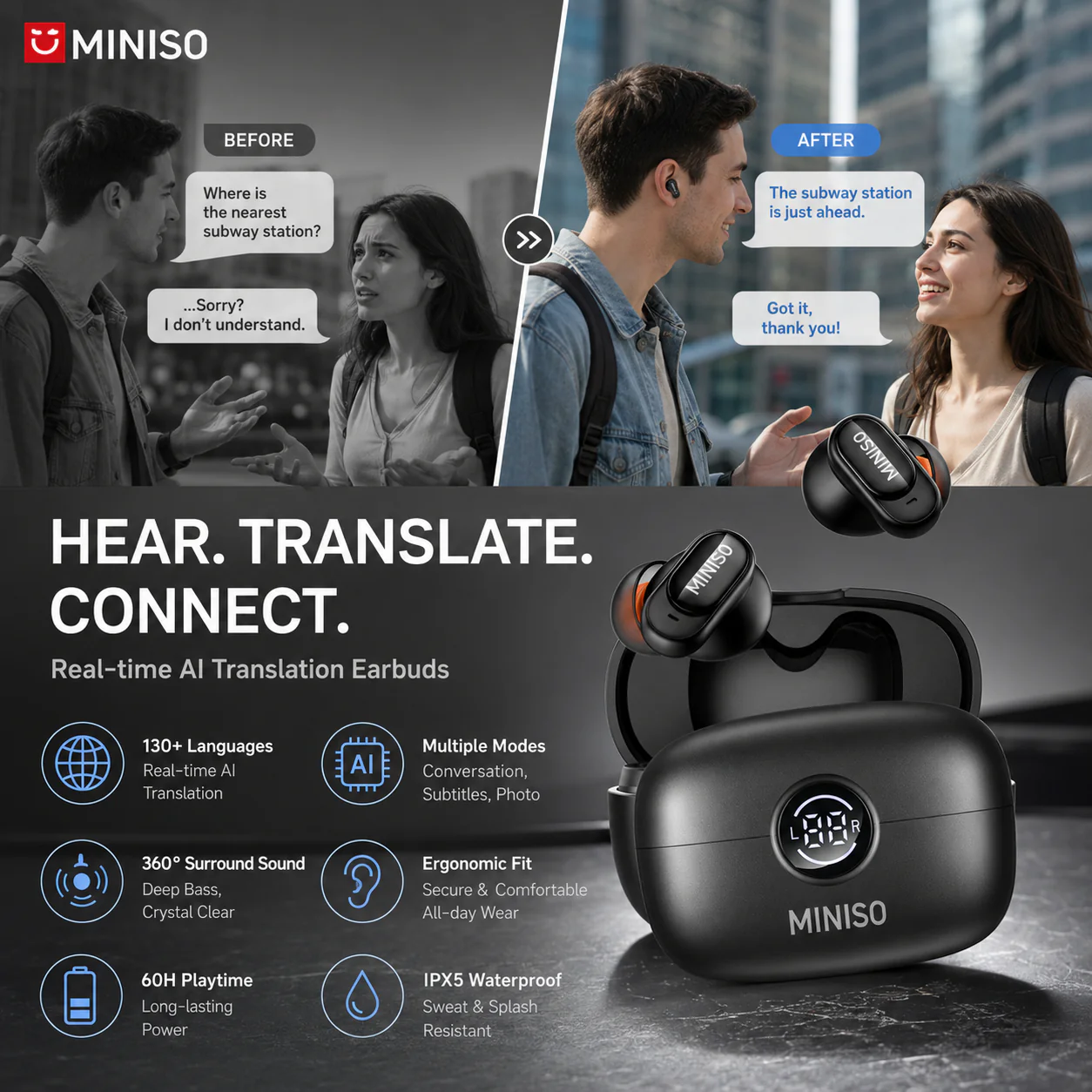 💥50% KORTING🎧 AI Vertalingsoortelefoon | 130+ Talen Bluetooth 6.0