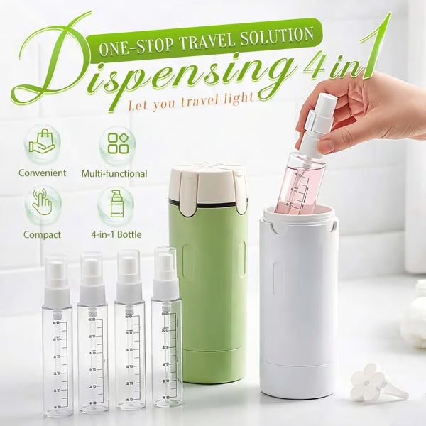 4-in-1 hervulbare reisflessen met dispenser