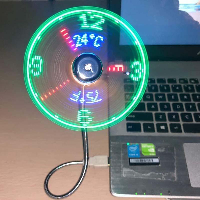 🔥Aanbieding 2026: 50% korting🔥 USB-ventilator met LED-klokverlichting