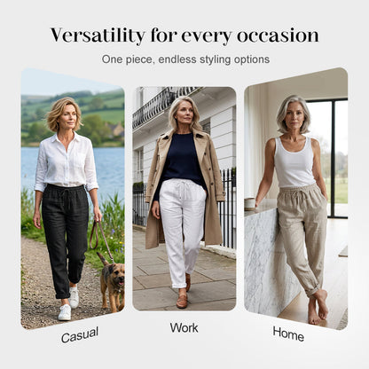 🌸Nieuwe collectie 50% KORTING!🏖️ Elastische Taille Katoen-Linnen Dames Casual Broek 👖