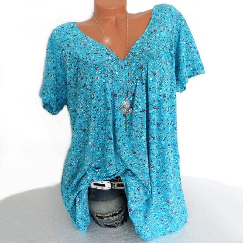 Blouse Met Voorjaarsbloemenprint – Luchtig & Kreukvrij🌸 V-hals, losvallend & ademend – Nu 76% korting, op=op!
