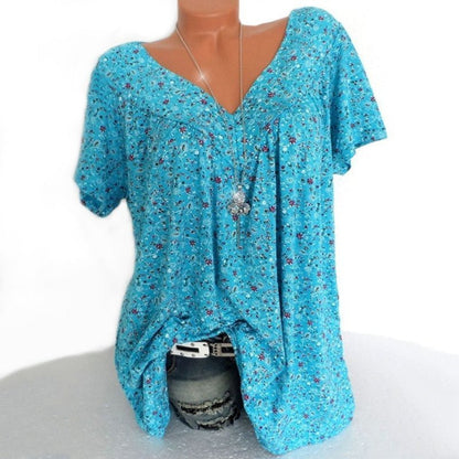 Blouse Met Voorjaarsbloemenprint – Luchtig & Kreukvrij🌸 V-hals, losvallend & ademend – Nu 76% korting, op=op!
