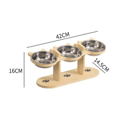 🟔🎁Nieuws: 50% KORTING🟔Verhoogde voerbak voor honden en katten met 3 bakjes – antislip en stabiel 🐾🥣