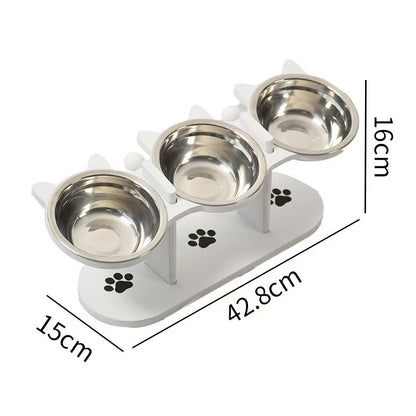 🟔🎁Nieuws: 50% KORTING🟔Verhoogde voerbak voor honden en katten met 3 bakjes – antislip en stabiel 🐾🥣