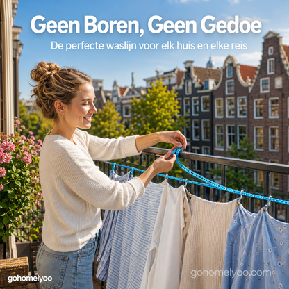 🏠🚫 Geen boren, geen schade! Draagbare waslijn klemt overal – balkon, badkamer of tuin. ⌛ 50% korting! 🔥