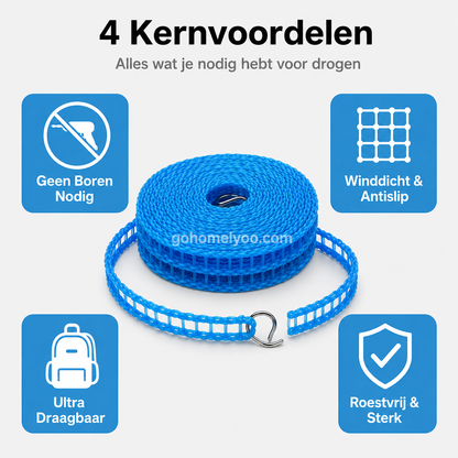 🏠🚫 Geen boren, geen schade! Draagbare waslijn klemt overal – balkon, badkamer of tuin. ⌛ 50% korting! 🔥