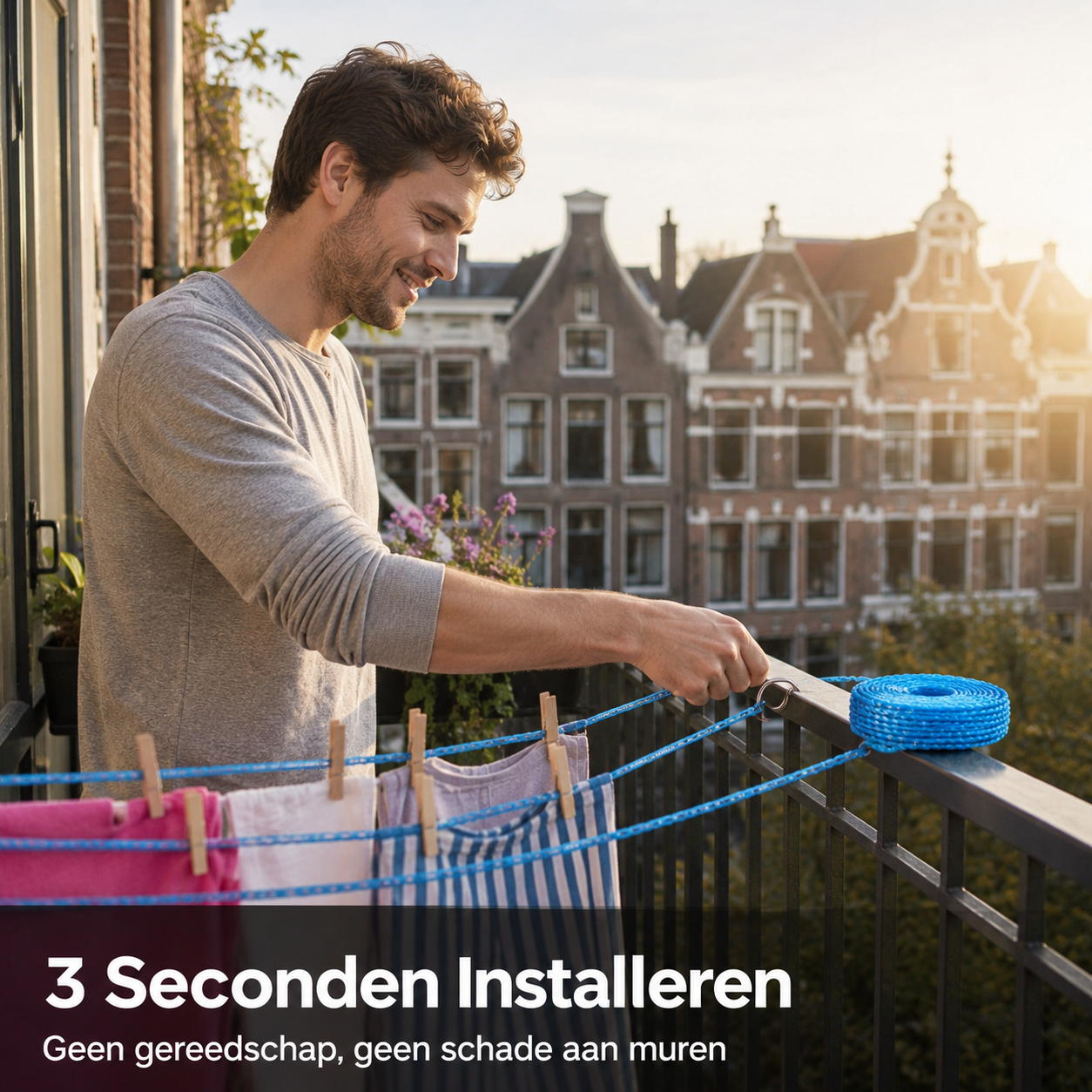 🏠🚫 Geen boren, geen schade! Draagbare waslijn klemt overal – balkon, badkamer of tuin. ⌛ 50% korting! 🔥