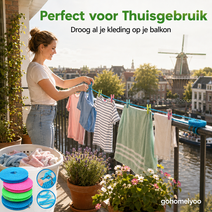 🏠🚫 Geen boren, geen schade! Draagbare waslijn klemt overal – balkon, badkamer of tuin. ⌛ 50% korting! 🔥