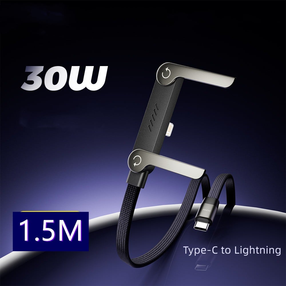 2-in-1 Braided Fast Charge Cable With Built-in Phone Stand