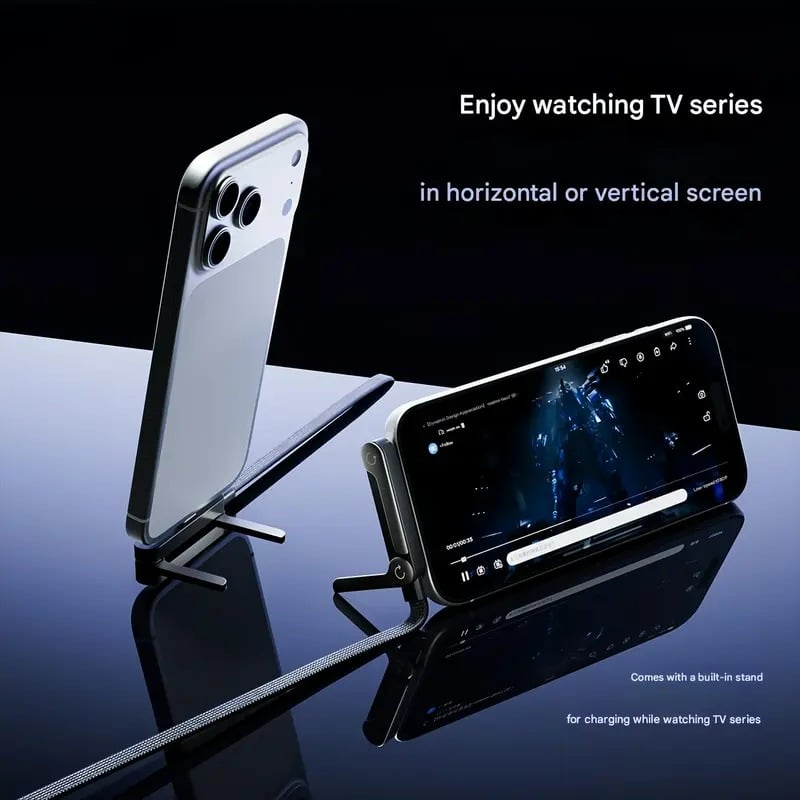 2-in-1 Braided Fast Charge Cable With Built-in Phone Stand