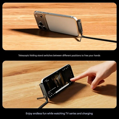 2-in-1 Braided Fast Charge Cable With Built-in Phone Stand