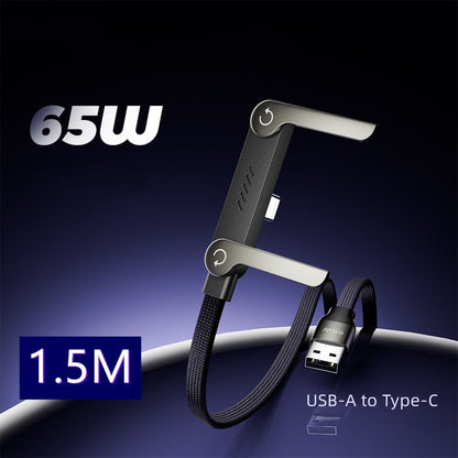 2-in-1 Braided Fast Charge Cable With Built-in Phone Stand