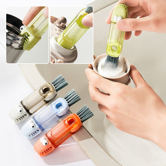 ✨Versatile 4-in-1 cleaning brush for gaps between bottles