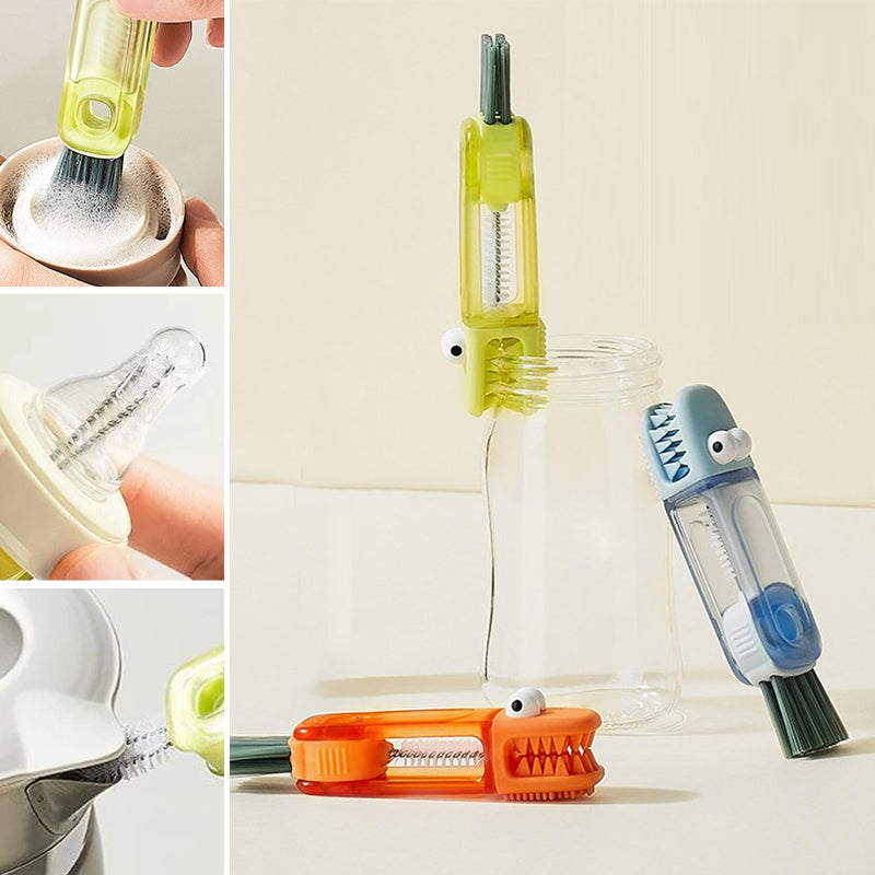 ✨Versatile 4-in-1 cleaning brush for gaps between bottles