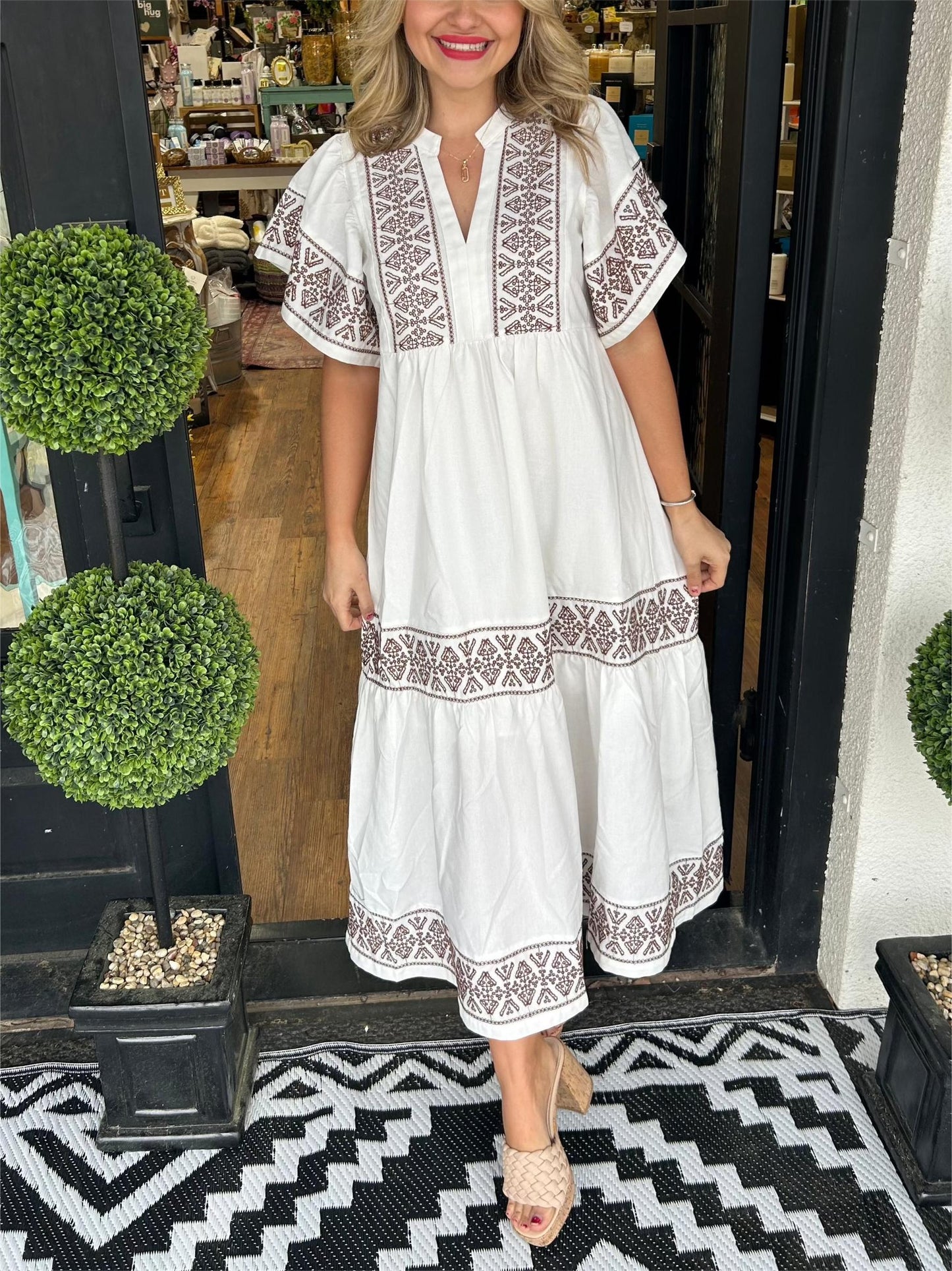 Bohemian maxi-jurk met V-hals voor dames