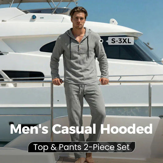 👕🩳 Heren casual top met capuchon en broek – 2-delige set | 50% korting 🔥