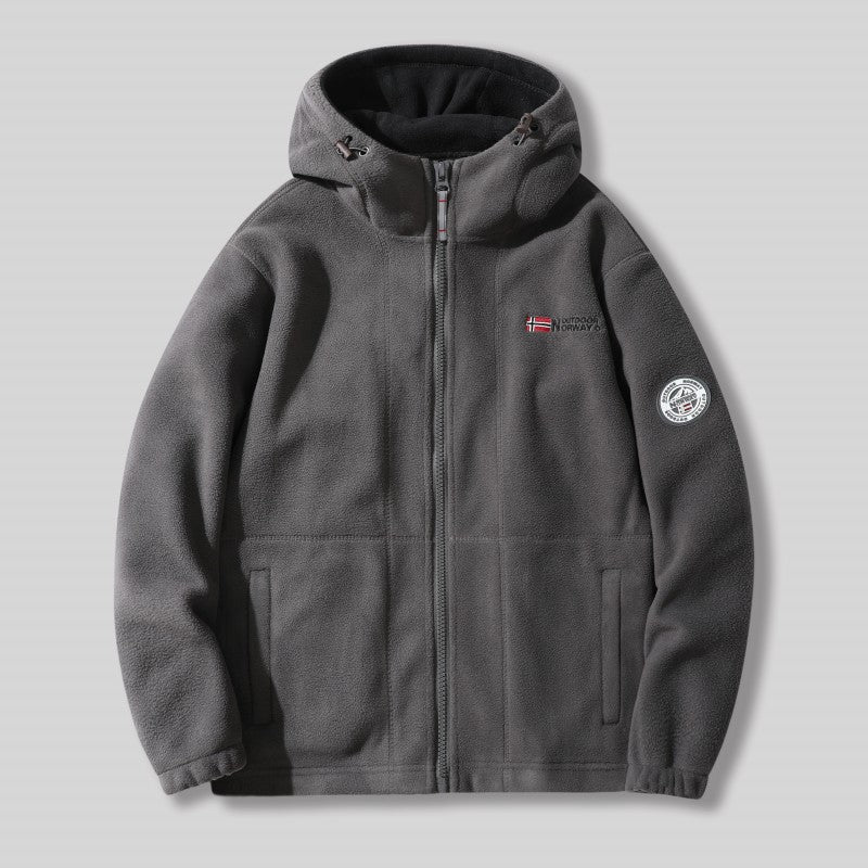 Men's Double-Faced Faux Fleece Warm Hooded Jacket