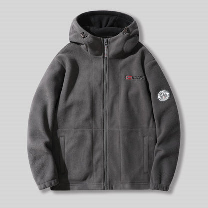 Men's Double-Faced Faux Fleece Warm Hooded Jacket