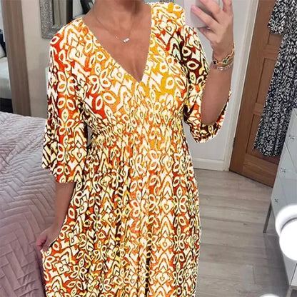Nieuwe specials🔥Crushed Flower V-Neck Jurken🌸