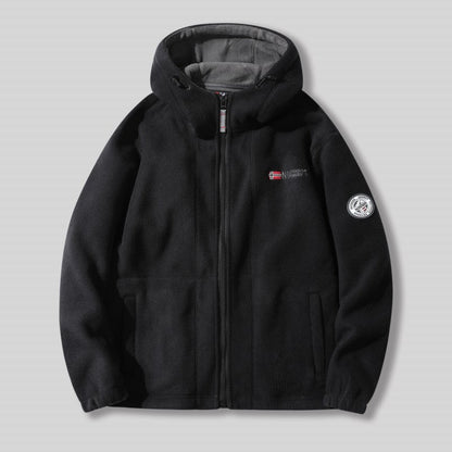 Men's Double-Faced Faux Fleece Warm Hooded Jacket