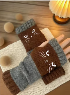 🎁Laatste dag van de aanbieding 49% KORTING🐱 Leuke gebreide kattenhandschoenen voor dames – voor warme handen en vrije vingers🧶