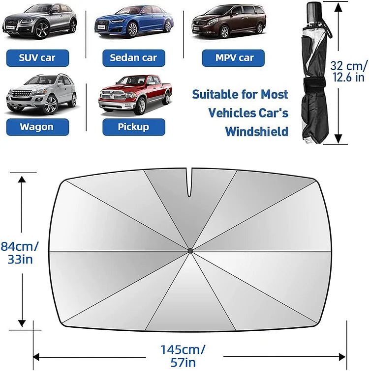 🌞 50% Korting!🔥360° Draaibare Auto Paraplu - Universeel Zonnescherm voor de Voorruit - UV-Block & Hitte-Isolatie - Krasvrij Design