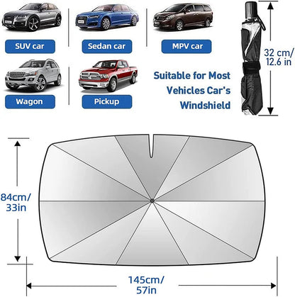 🌞 50% Korting!🔥360° Draaibare Auto Paraplu - Universeel Zonnescherm voor de Voorruit - UV-Block & Hitte-Isolatie - Krasvrij Design