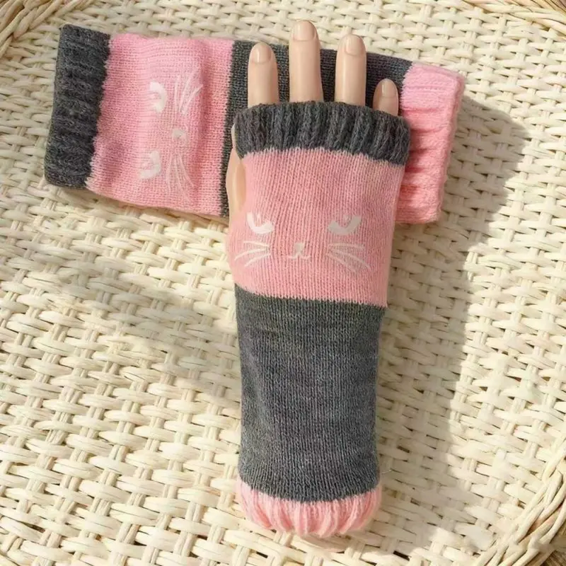 🎁Laatste dag van de aanbieding 49% KORTING🐱 Leuke gebreide kattenhandschoenen voor dames – voor warme handen en vrije vingers🧶