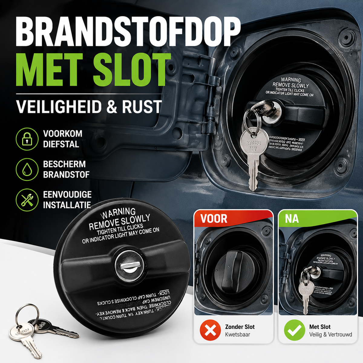 🔑50% KORTING! 🛡️ Jouw Brandstof in Veilige Handen: Metalen Anti-Diefstal Tankdop