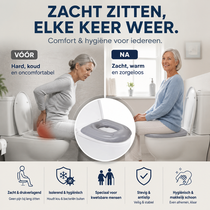 💥NIEUW 50% KORTING🚽Zacht comfortabel toiletkussen, waterdicht en eenvoudig schoon te maken, ideaal voor ouderen en zwangere vrouwen
