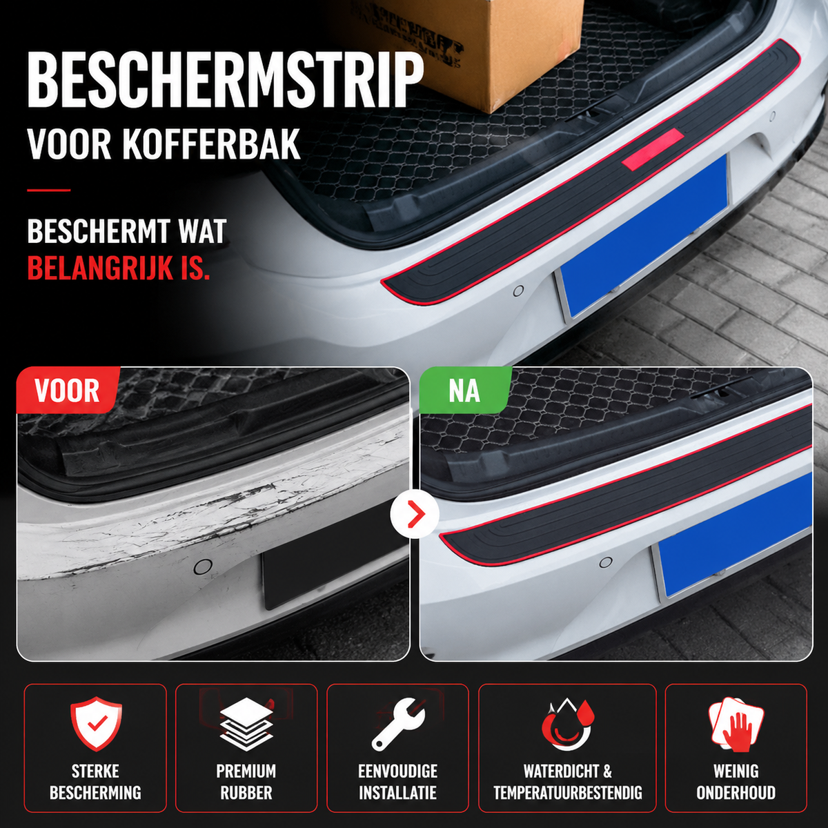 📢🔥50% KORTING! ⏰ Beschermstrip voor kofferbak – Bescherm uw auto tegen krassen en schaafwonden 🚗✨