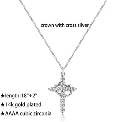 🔥49% OFF🔥2024 New Crown with Cross Pendant Necklace