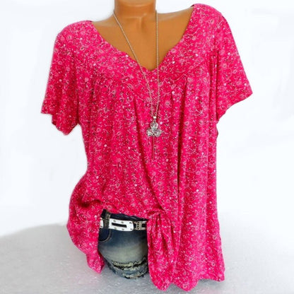 Blouse Met Voorjaarsbloemenprint – Luchtig & Kreukvrij🌸 V-hals, losvallend & ademend – Nu 76% korting, op=op!