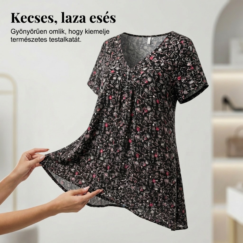 Blouse Met Voorjaarsbloemenprint – Luchtig & Kreukvrij🌸 V-hals, losvallend & ademend – Nu 76% korting, op=op!