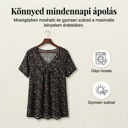 Blouse Met Voorjaarsbloemenprint – Luchtig & Kreukvrij🌸 V-hals, losvallend & ademend – Nu 76% korting, op=op!