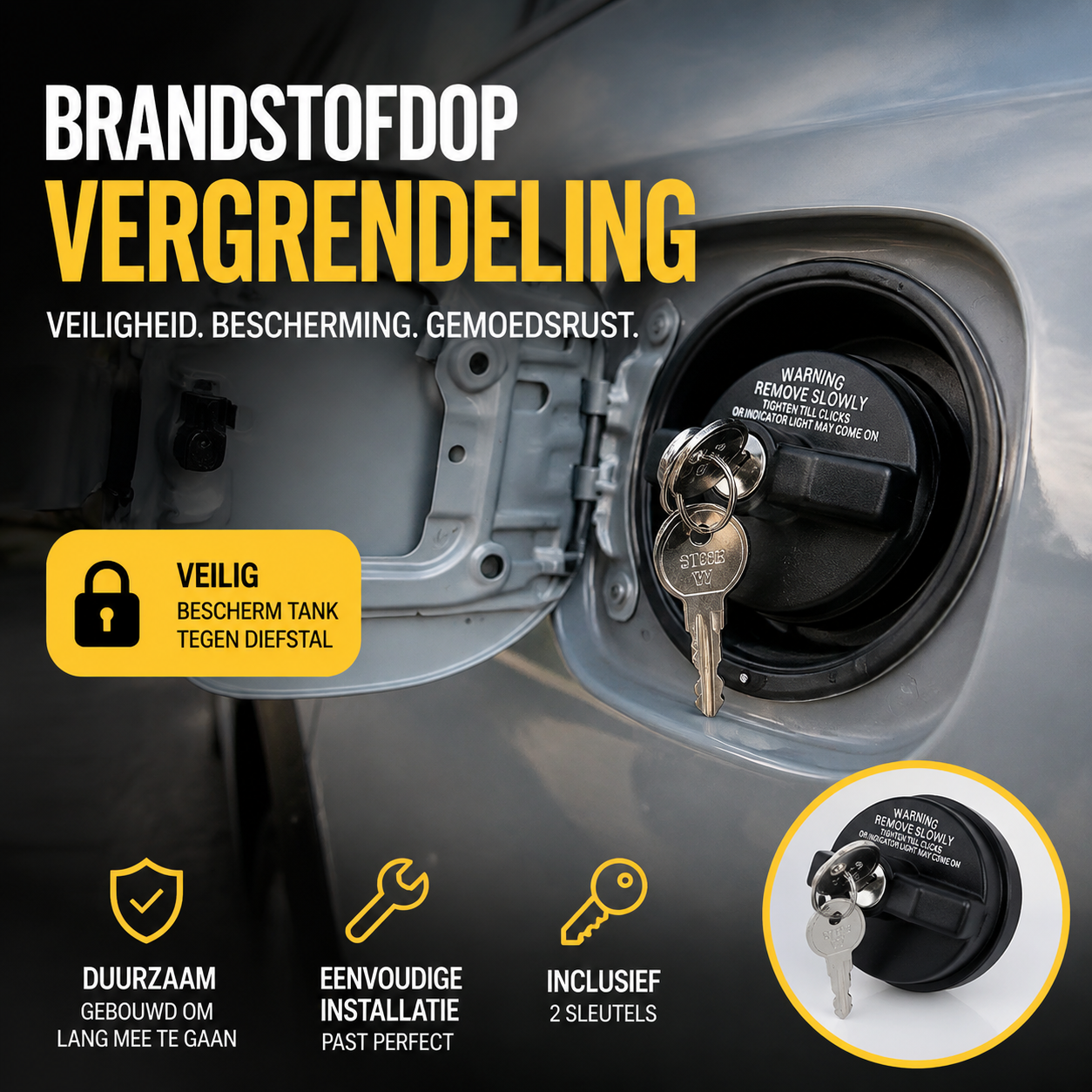 🔑50% KORTING! 🛡️ Jouw Brandstof in Veilige Handen: Metalen Anti-Diefstal Tankdop