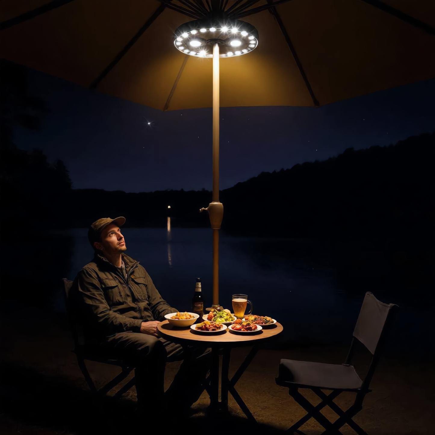 🔥50% Korting！💡 LED-Klemlamp voor parasol & stok – werkt op batterijen, 3 lichtstanden, weerbestendig – perfect voor het terras, op de camping en in de tuin