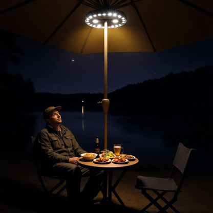 🔥50% Korting！💡 LED-Klemlamp voor parasol & stok – werkt op batterijen, 3 lichtstanden, weerbestendig – perfect voor het terras, op de camping en in de tuin