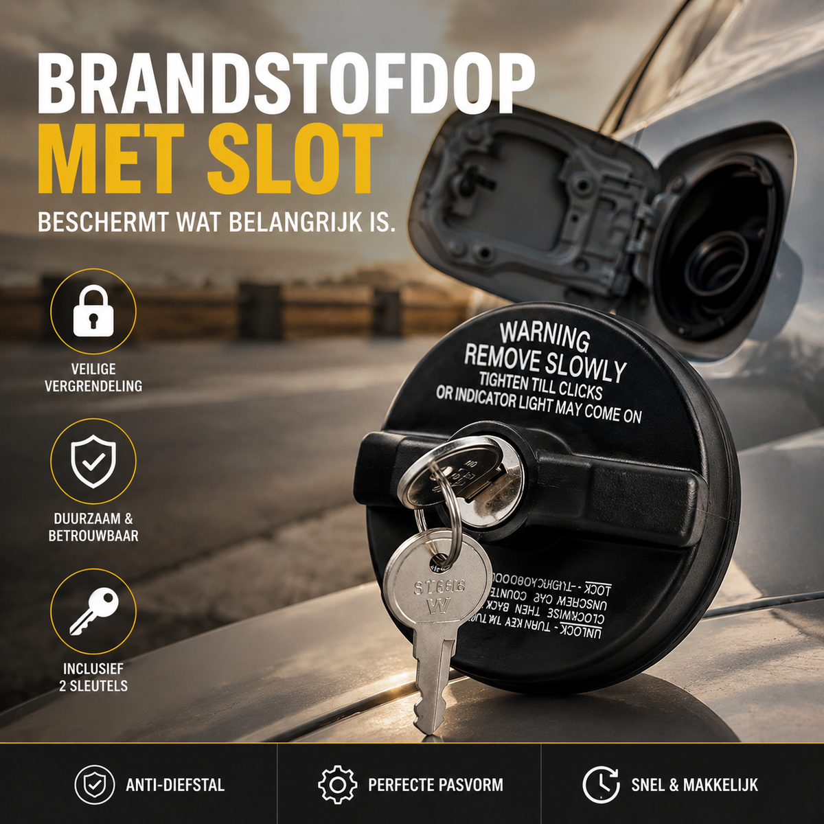 🔑50% KORTING! 🛡️ Jouw Brandstof in Veilige Handen: Metalen Anti-Diefstal Tankdop