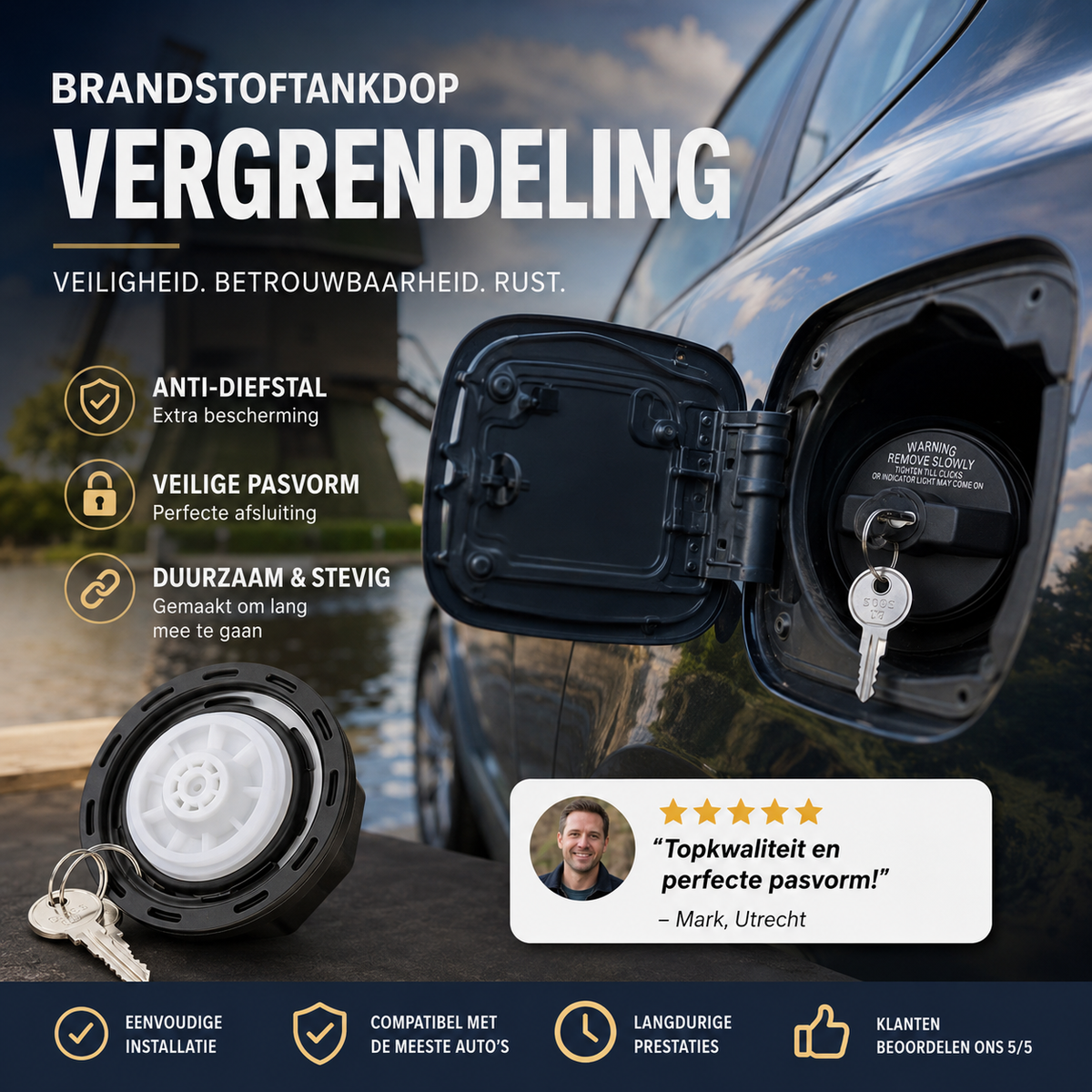 🔑50% KORTING! 🛡️ Jouw Brandstof in Veilige Handen: Metalen Anti-Diefstal Tankdop
