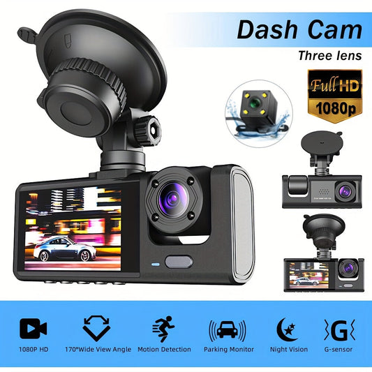 🔥2025 Nieuwe Aankomst🔥 🚗Veilig Rijden 3 Kanaal Camera Cyclus Videorecorder