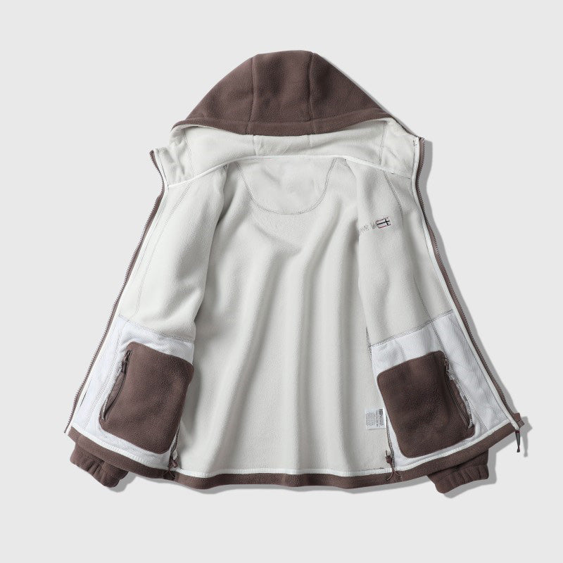 Men's Double-Faced Faux Fleece Warm Hooded Jacket